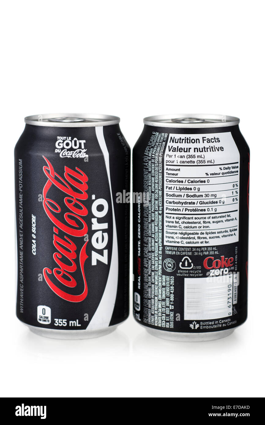 Les canettes de Coca Cola Zero Banque D'Images