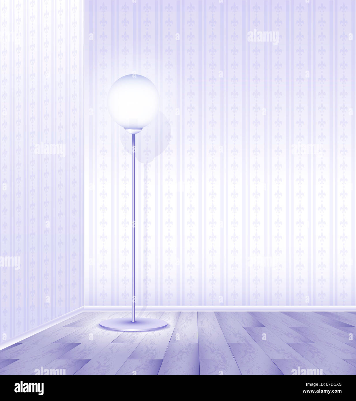 L'abrégé chambre blanche avec une lampe Banque D'Images