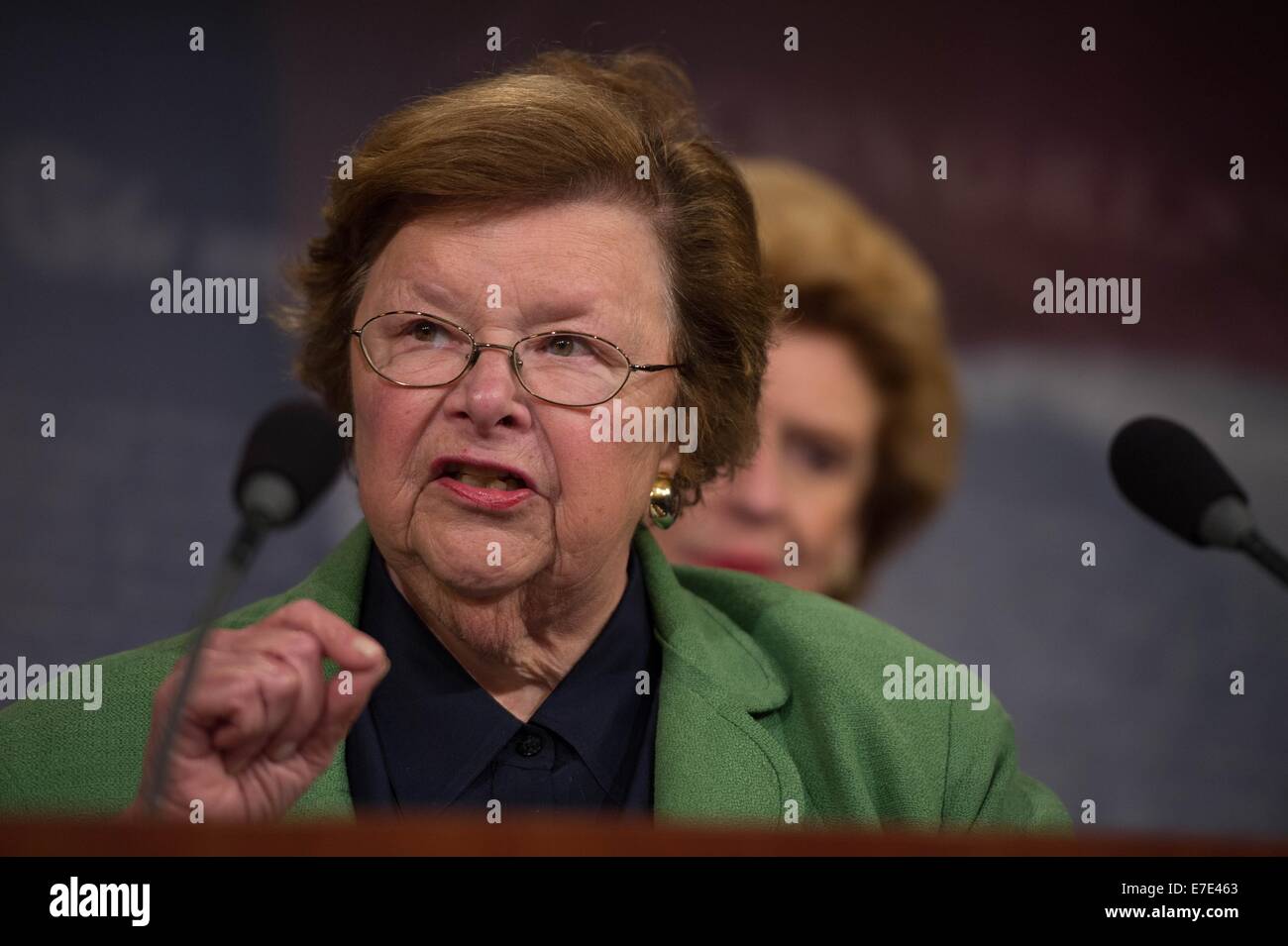 Le sénateur Barbara Mikulski démocrates des États-Unis au cours d'une conférence de presse appelant les républicains à l'appui de l'égalité de rémunération pour les femmes le 10 septembre 2014 à Washington, DC. Banque D'Images