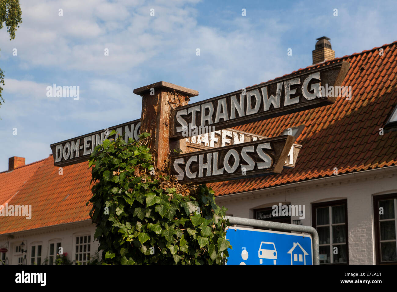 Des plaques de rue dans la région de Schleswig, Schleswig-Holstein, district de Flensburg Schleswig-Holstein, Allemagne Banque D'Images