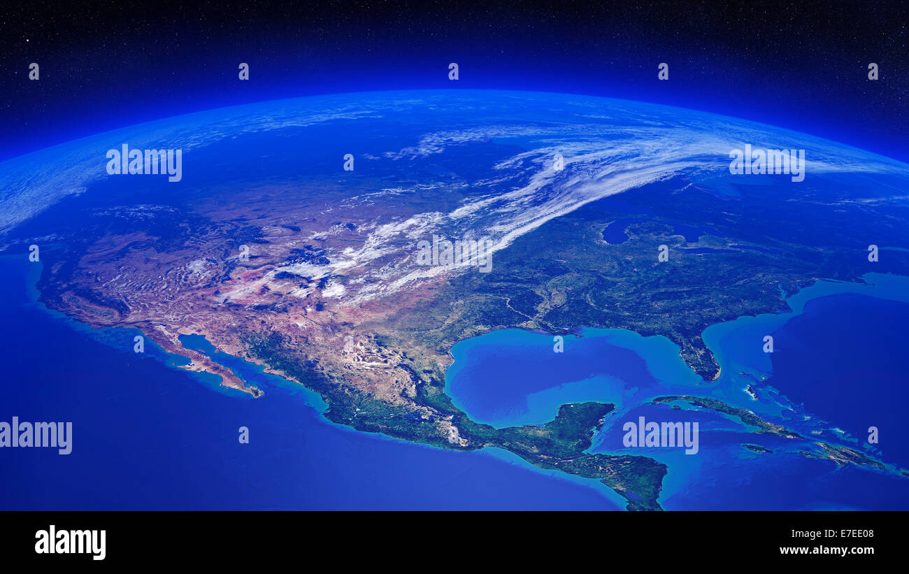 L'Amérique du Nord vue de l'espace - Animation 3D - également disponible (Texture maps avec la permission de la NASA) Banque D'Images