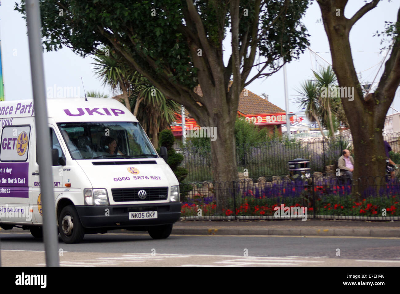 L'arrivée de l'UKIP à Clacton-on-Sea est la plus grande ville de la péninsule de Tendring et de district dans l'Essex, Angleterre Banque D'Images