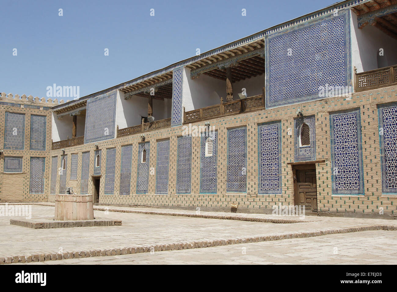 Patio de l'Toshxovli Palace, Khiva Ouzbékistan, l'Asie Banque D'Images