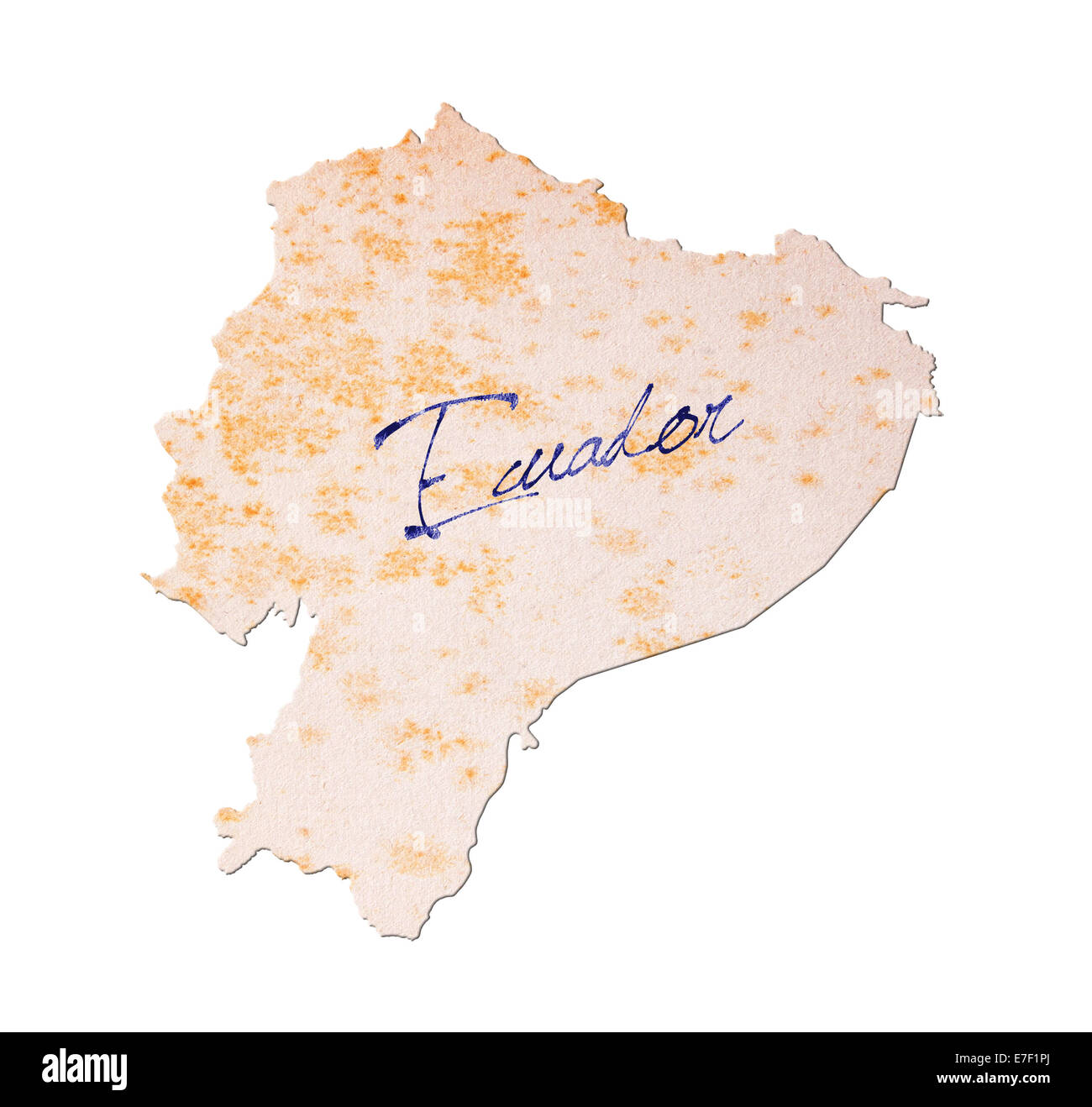 Vieux papier avec l'écriture, l'encre bleue - Equateur Banque D'Images