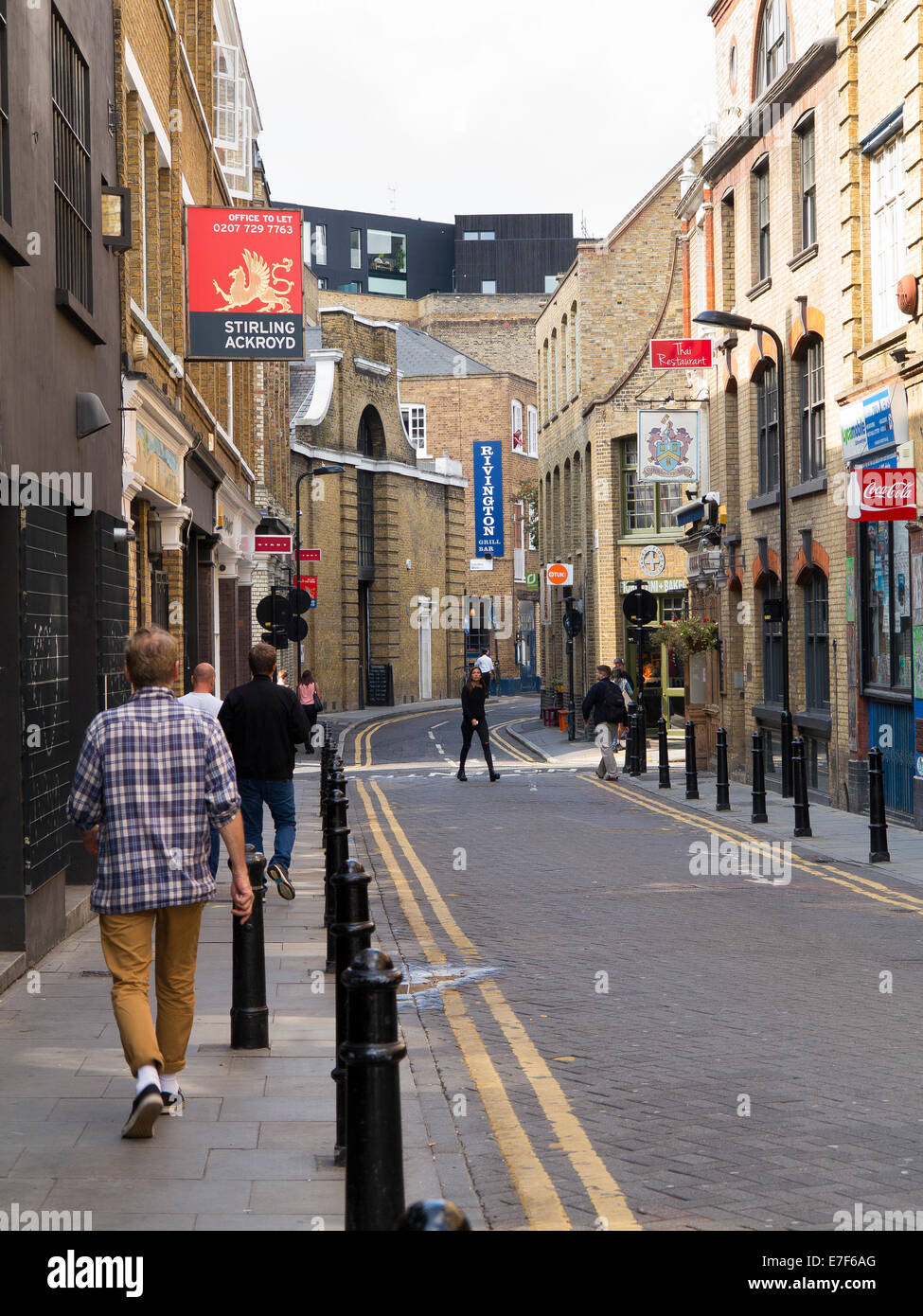Afficher le long de Rivington Street vers l'Tramshed, Shoreditch, London Banque D'Images
