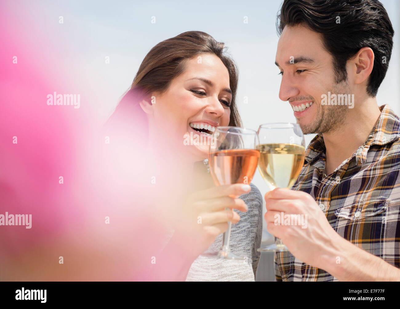 Couple toasting each other with wine Banque D'Images