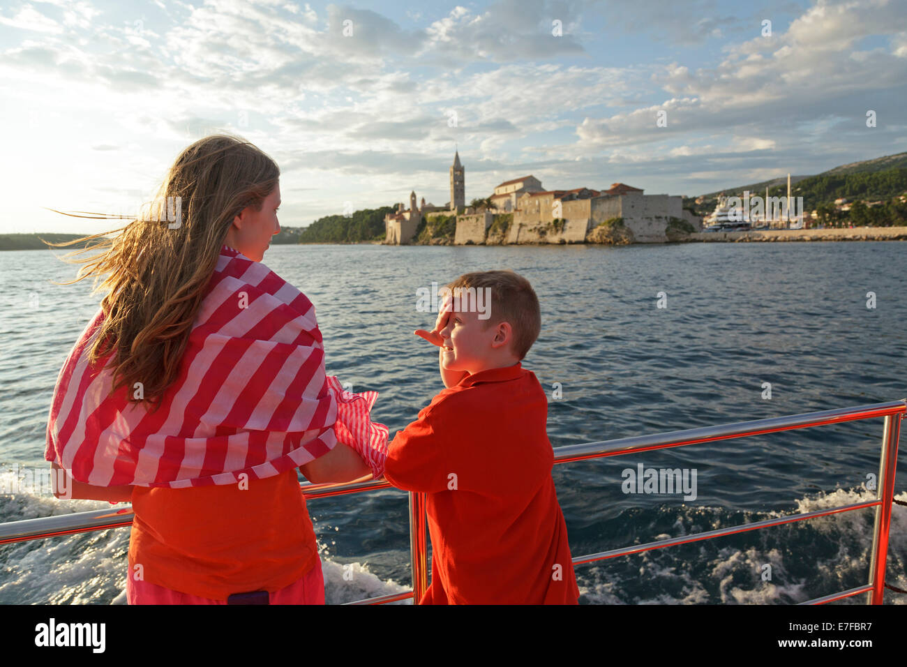 Voyage en bateau, la ville de Rab, l''île de Rab, golfe de Kvarner, Croatie Banque D'Images