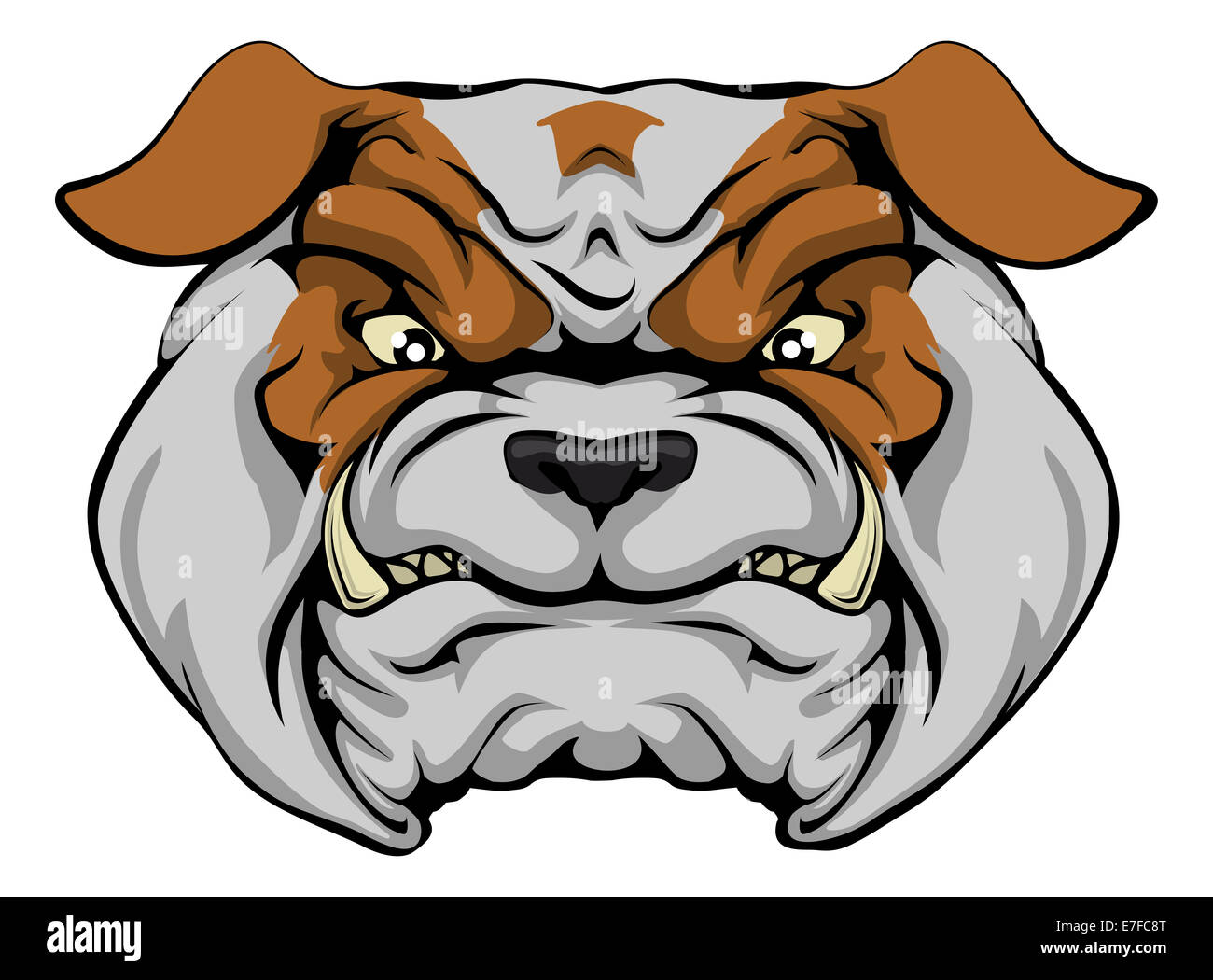 Un caractère de chien bulldog moyenne ou sportives mascot fixant l'avant Banque D'Images