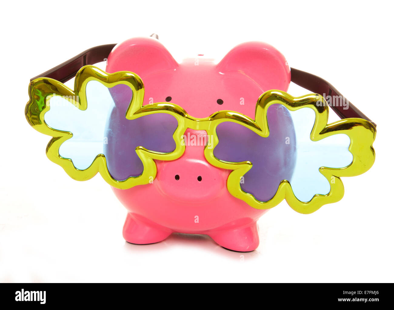 Piggy Bank wearing sur comédie taille découpe verres Banque D'Images