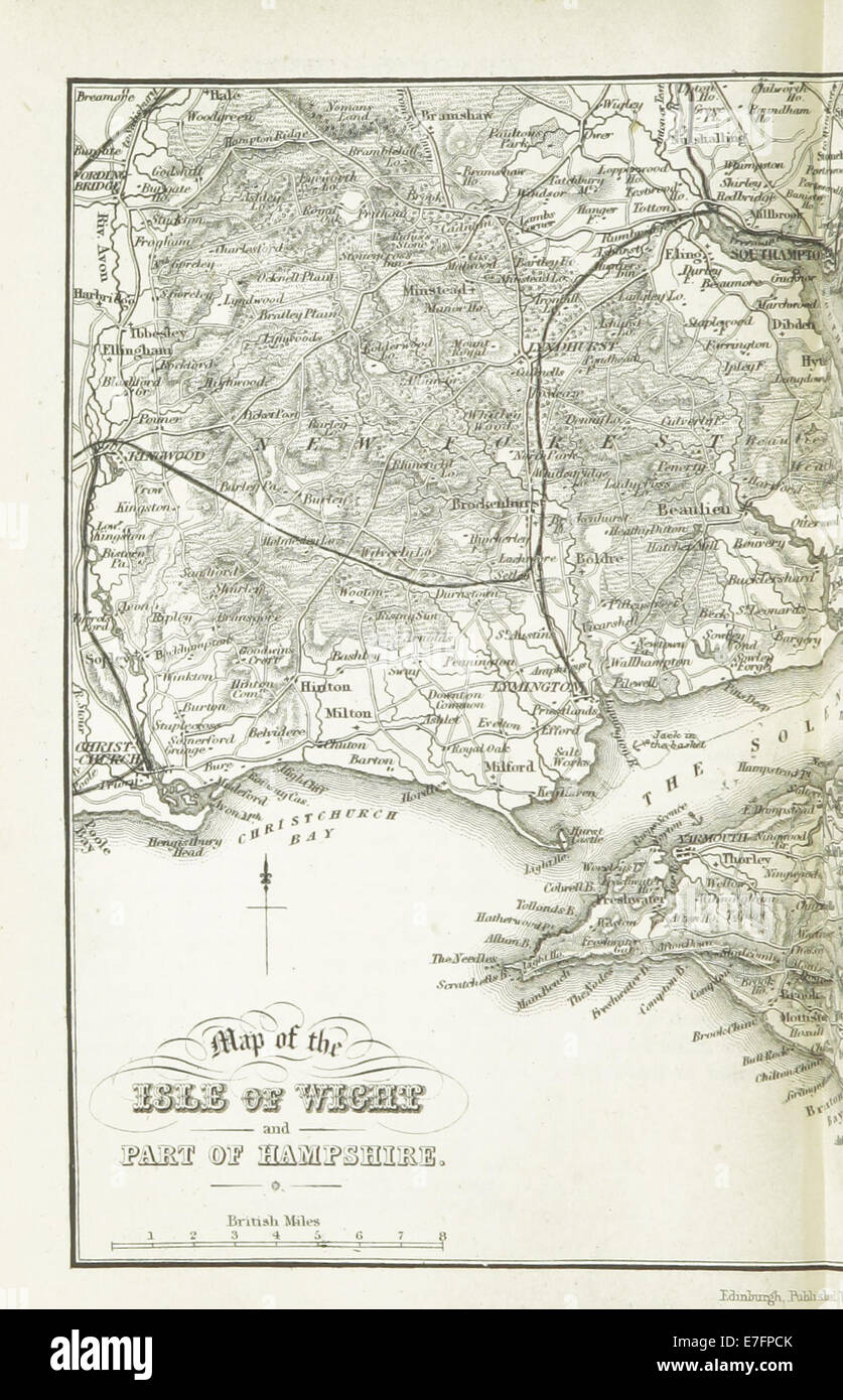 EW(1884) p.122 - Carte de l'île de Wight et une partie de l'Hampshire (gauche) - UN C Black (pub) Banque D'Images