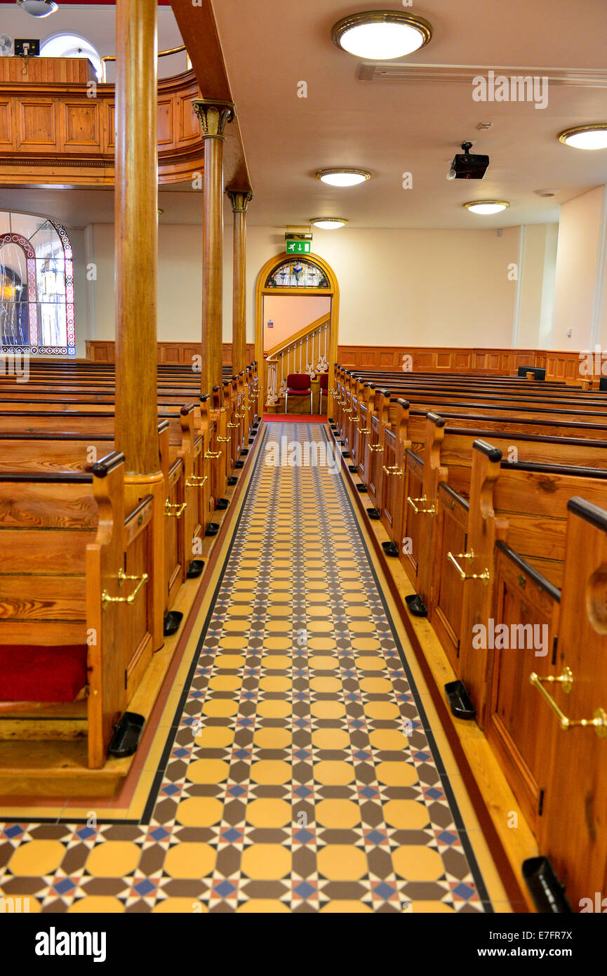 Intérieur de l'Église presbytérienne de Derry Première, Upper Street, Derry, Londonderry, en Irlande du Nord, a ouvert en 1780. Banque D'Images