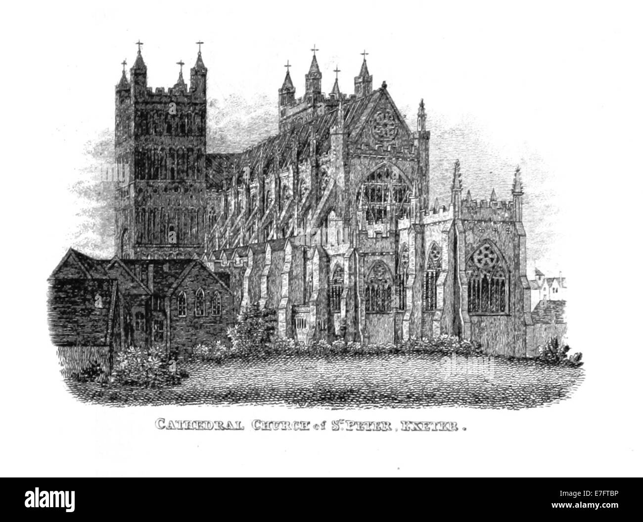 Illustration de l'église Cathédrale de Saint Pierre à Exeter, publiée en 1842 par Pigot et Co. L'image représente l'architecture de cette cathédrale anglaise de premier plan. Banque D'Images Illustration de l'église Cathédrale de Saint Pierre à Exeter, publiée en 1842 par Pigot et Co. L'image représente l'architecture de cette cathédrale anglaise de premier plan. Banque D'Images