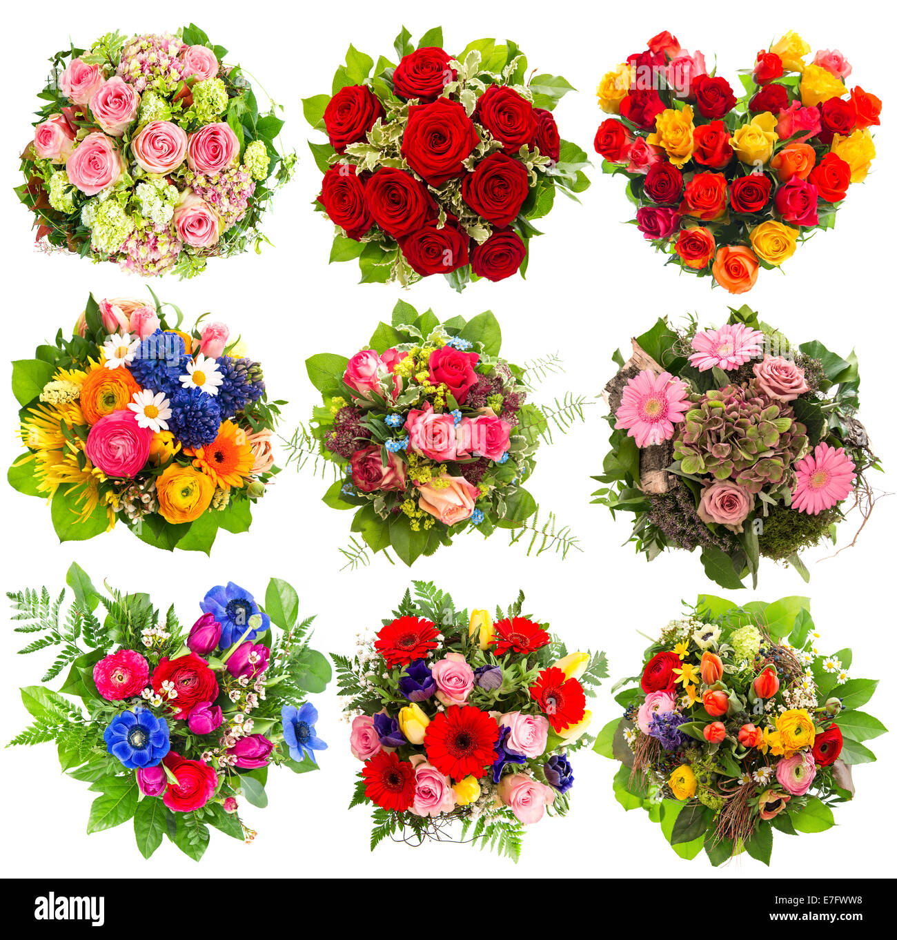 Bouquet De Fleurs Colorees Neuf Pour Anniversaire Mariage Fete Des Meres Paques Anniversaire Vacances Roses Rouge Rose Jaune Photo Stock Alamy