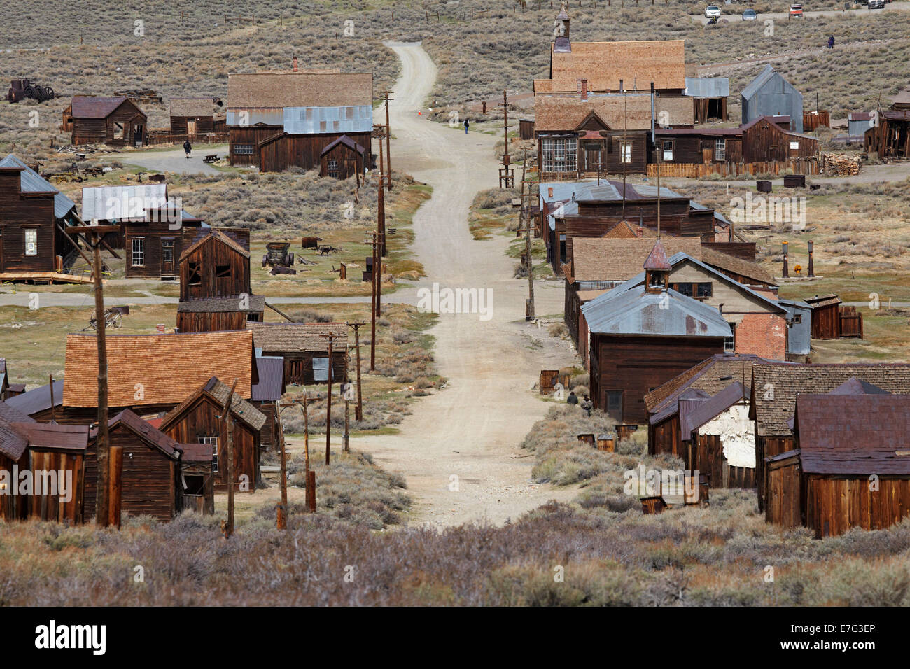 Green Street, Bodie Ghost Town ( altitude 8379 ft / 2554 m ), Bodie Hills, comté de Mono, l'Est de la Sierra, en Californie, USA Banque D'Images