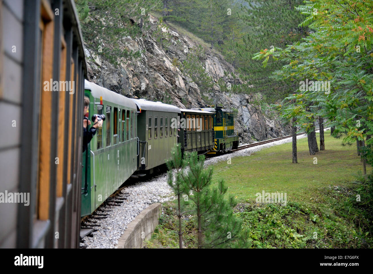 Huit Šargan, ferroviaires à voie étroite de Mokra Gora de Sargan Vitasi, Mokra Gora, en Serbie Banque D'Images