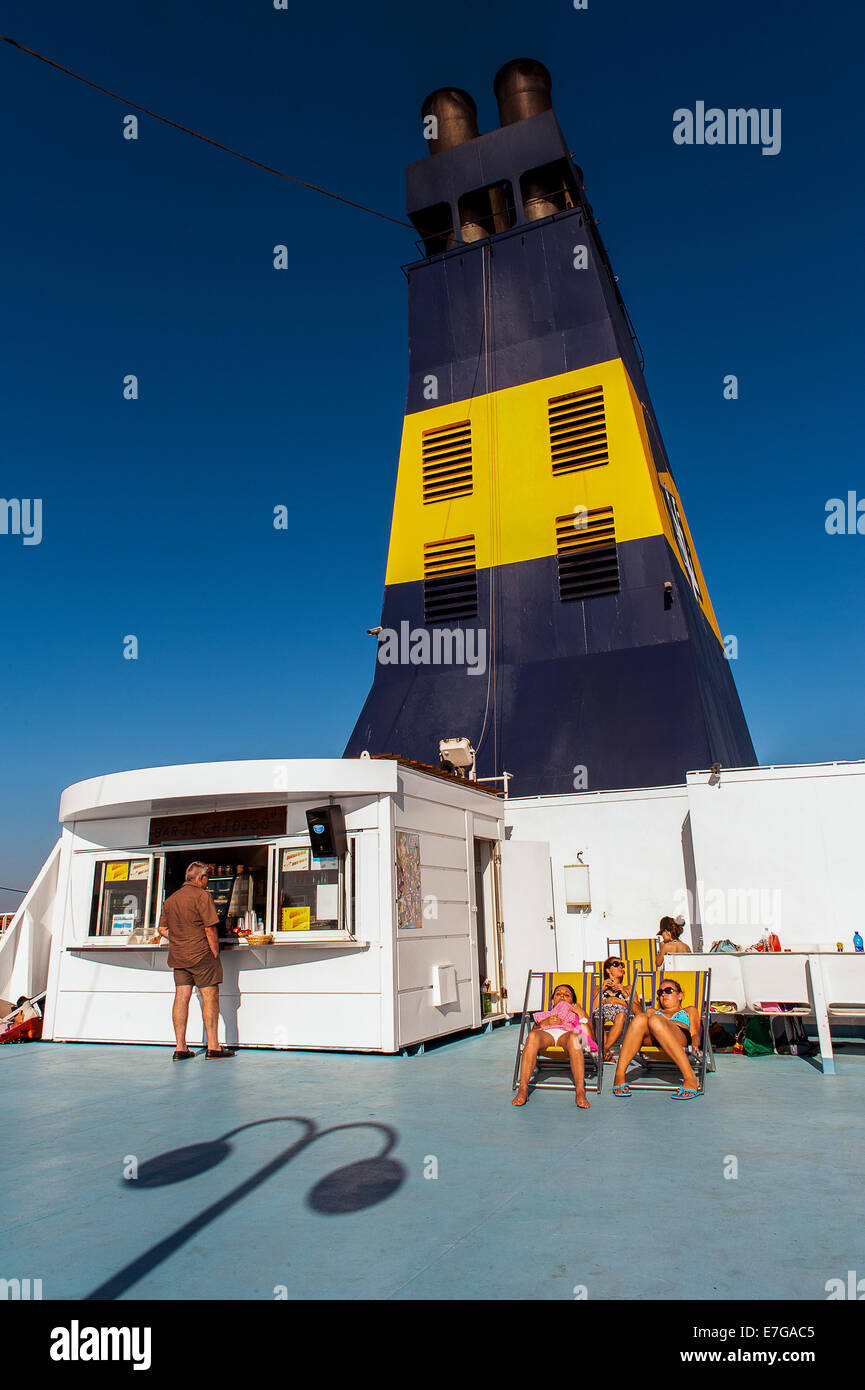 Europe, France, Corse ferry. À bord d'un paquebot. Banque D'Images