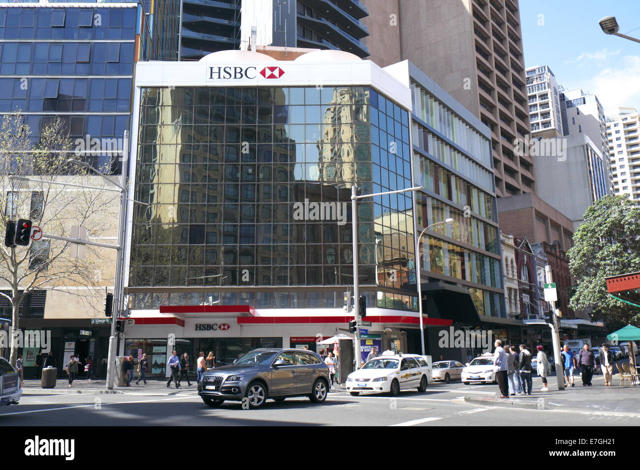 Direction générale de la banque HSBC sur l'extrémité sud de la rue George à Sydney Central Business District, Australie Banque D'Images