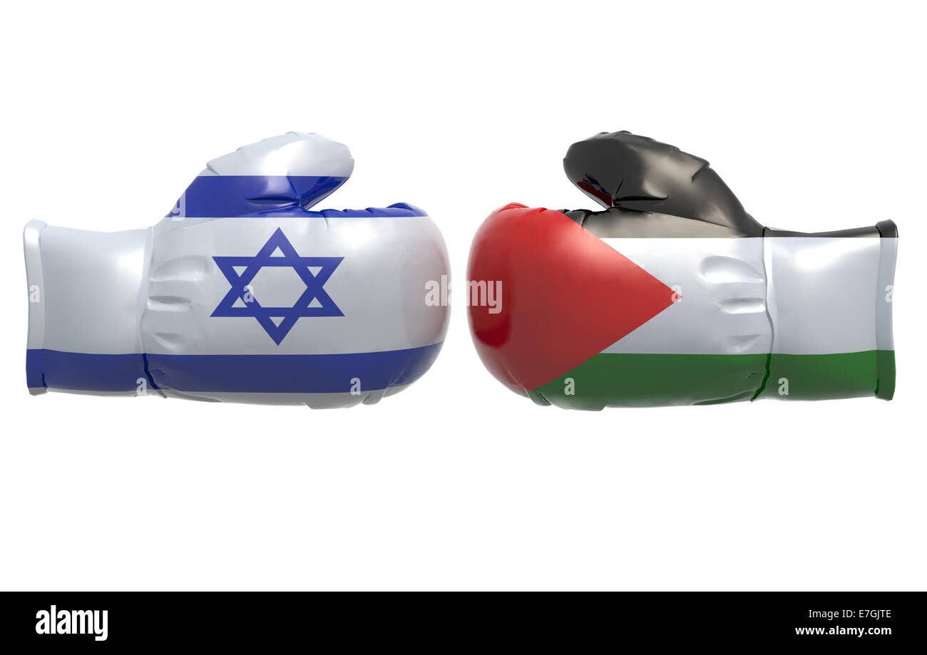 Gants de boxe avec Israël et la Palestine drapeau, 3d illustration Banque D'Images