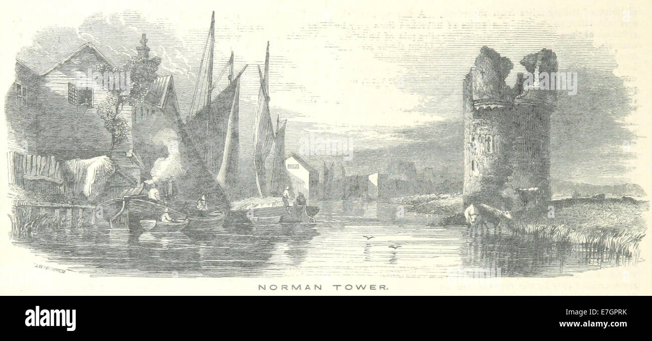 Illustration de ECR (1851) montrant la tour normande de Norwich, reflétant son importance architecturale et son contexte historique au milieu du XIXe siècle. Banque D'Images