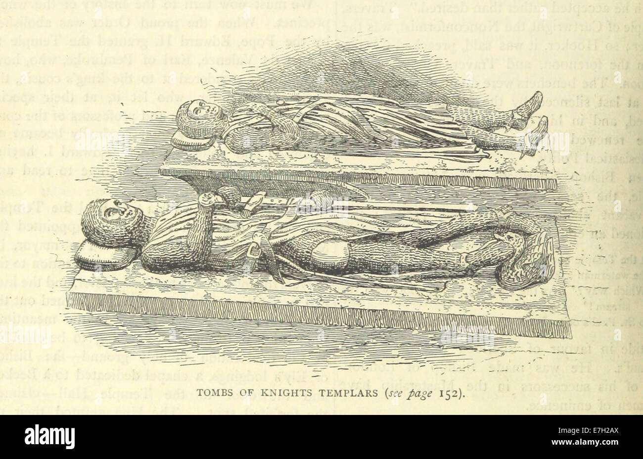 Illustration tirée de 'Old and New London' (1887), montrant les tombes des Templiers. L'image souligne l'importance historique et architecturale de ces tombes. Banque D'Images