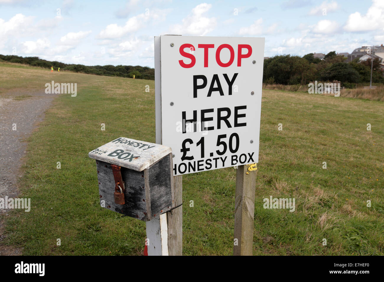 L'honnêteté fort, parking Tintagel, Cornwall, UK Banque D'Images