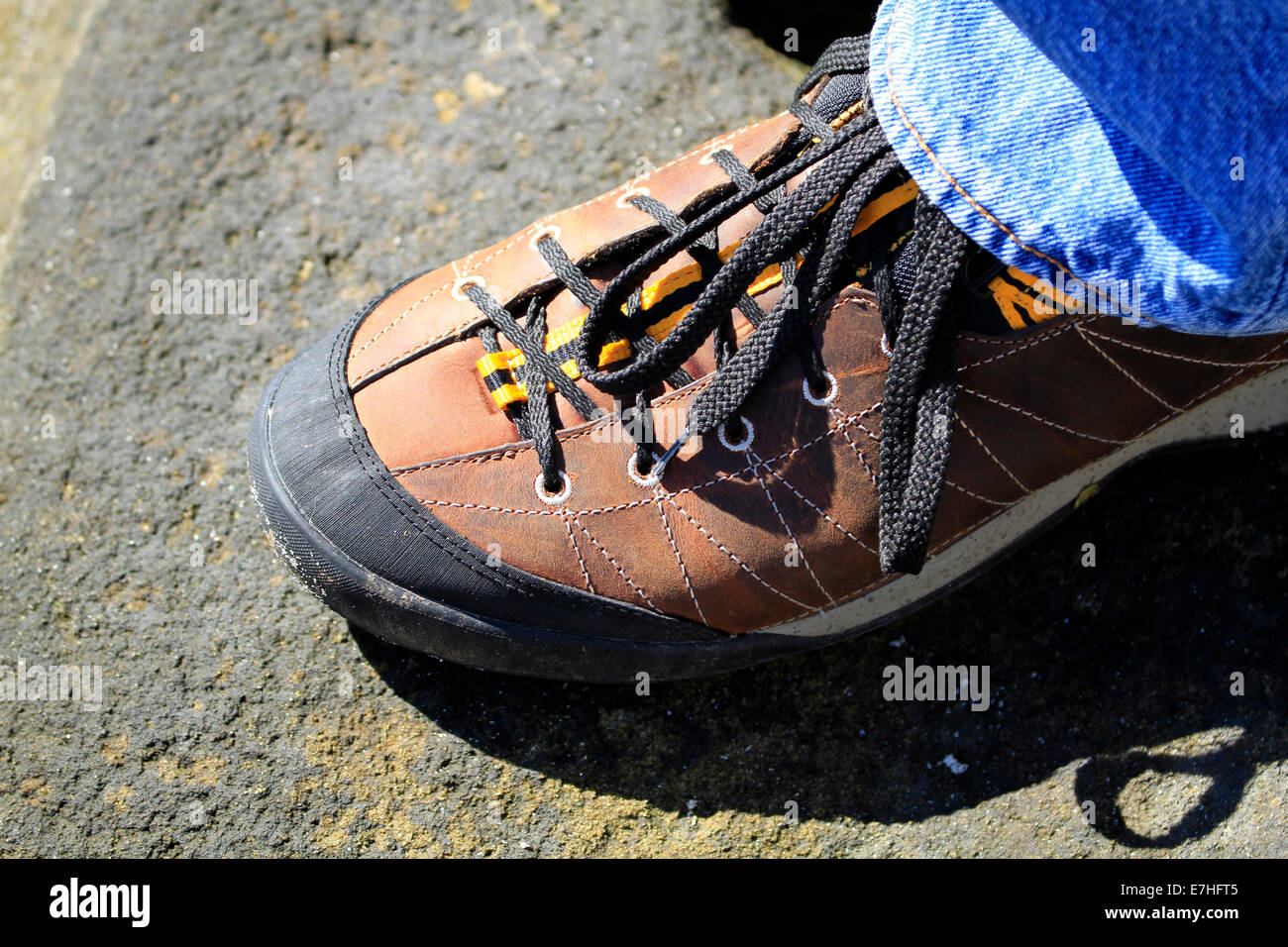 Close up of man's casual chaussure de marche. Banque D'Images