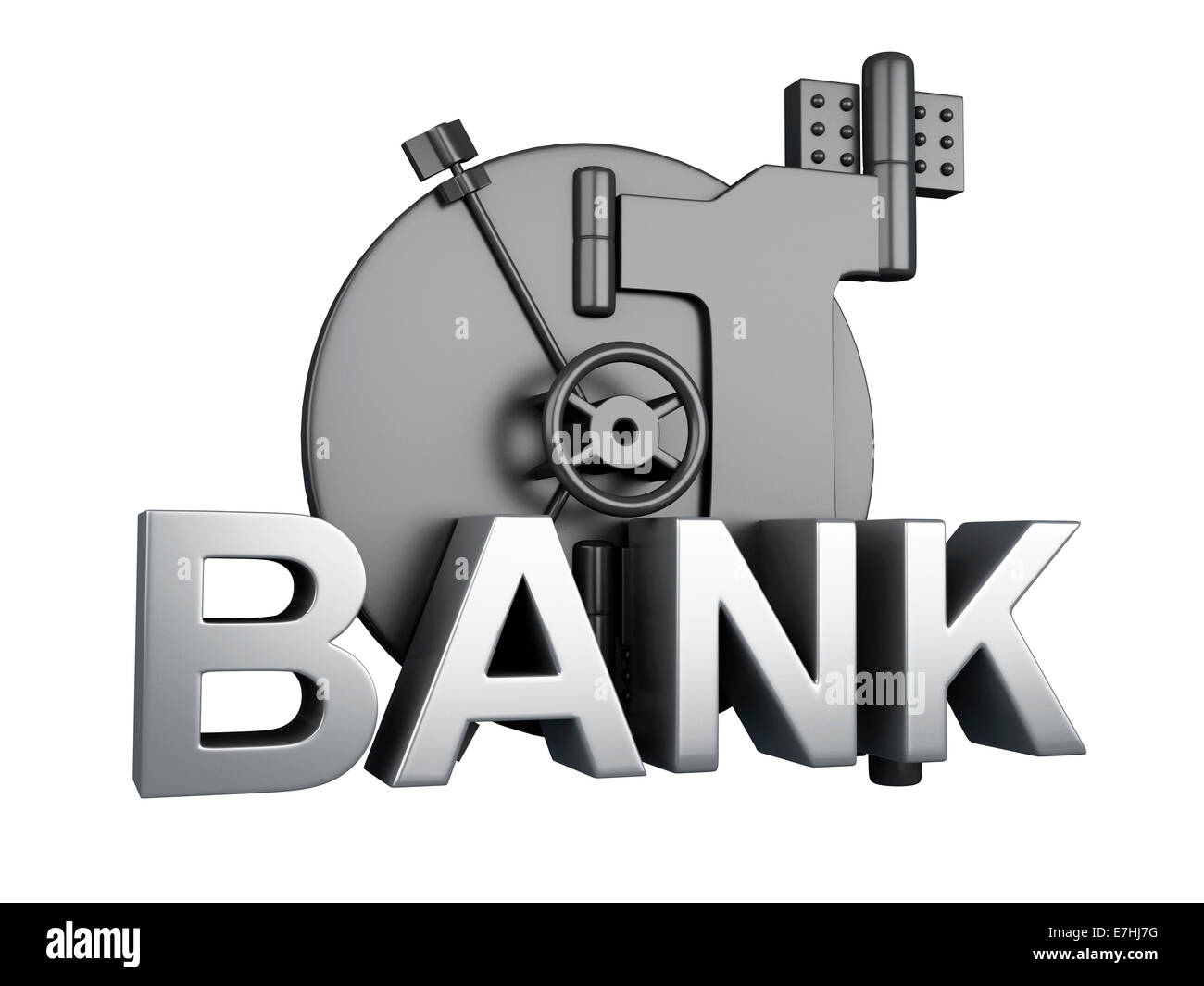 Image de banque fermée. Concept de sécurité Coffre-fort de banque, sur fond blanc. 3d illustration Banque D'Images