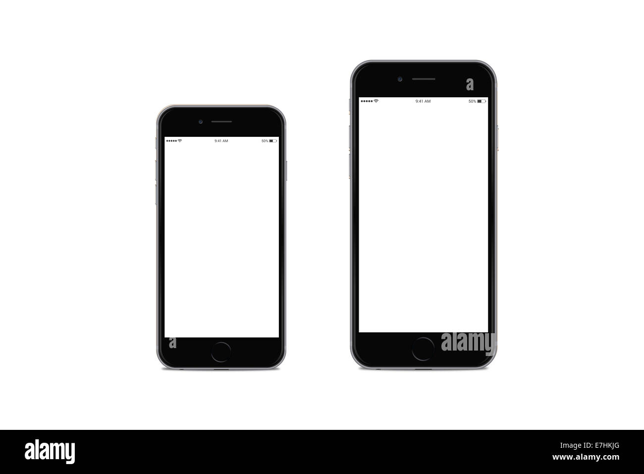 Généré numériquement image de nouveau téléphone cellulaire, iphone 6 et iphone 6 plus, l'espace gris. Banque D'Images
