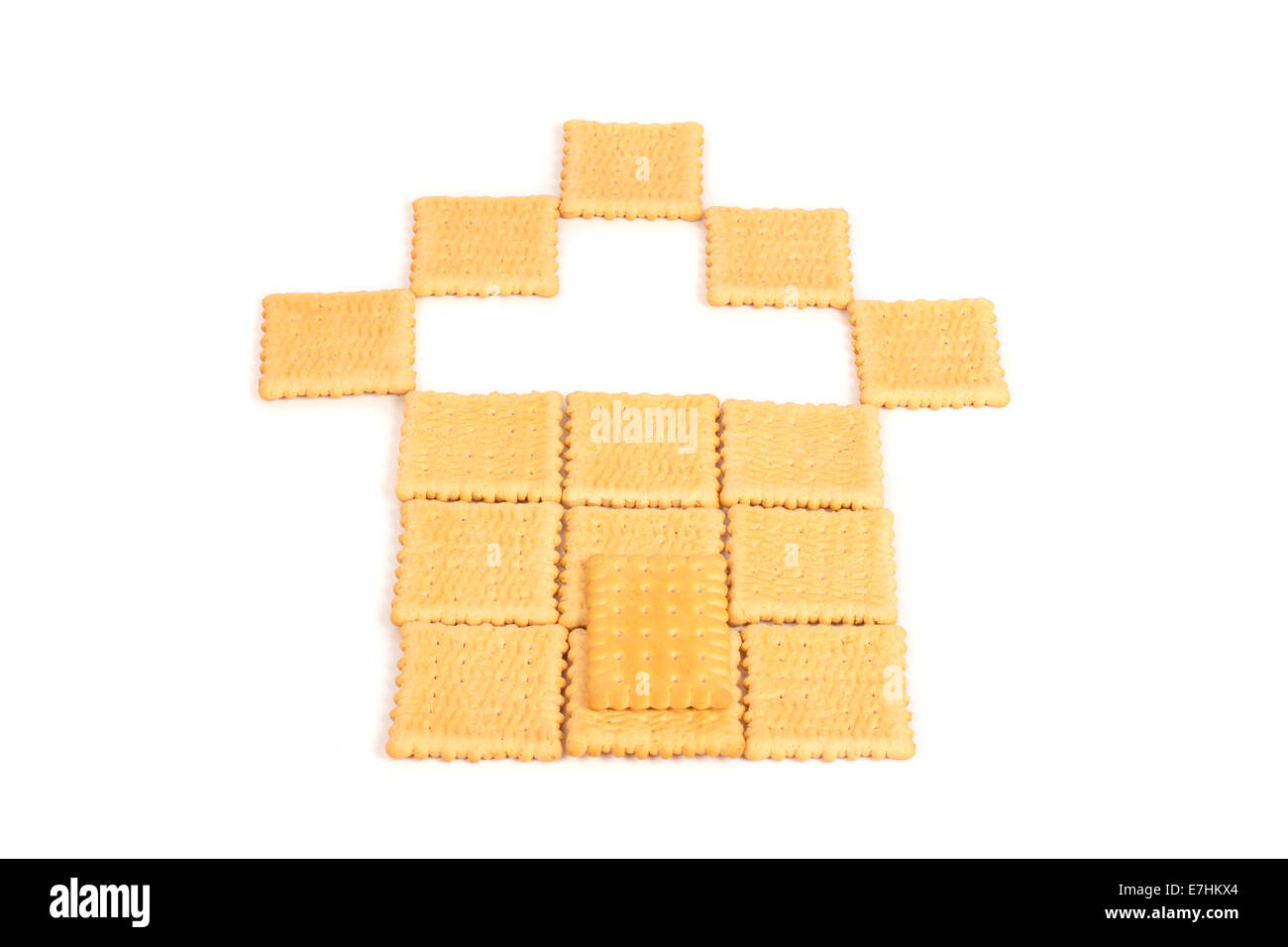 Maison faite par les crackers carré isolé sur fond blanc Banque D'Images