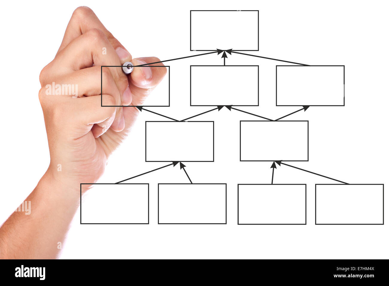 Dessin à la main un organigramme sur un tableau blanc Banque D'Images