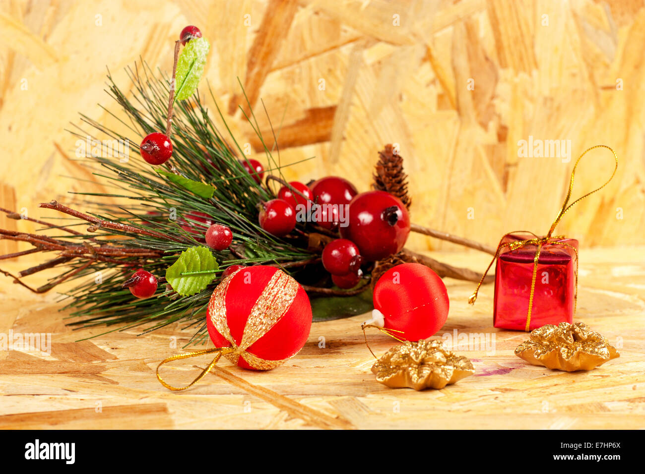Autre décoration de Noël sur un fond de bois Banque D'Images