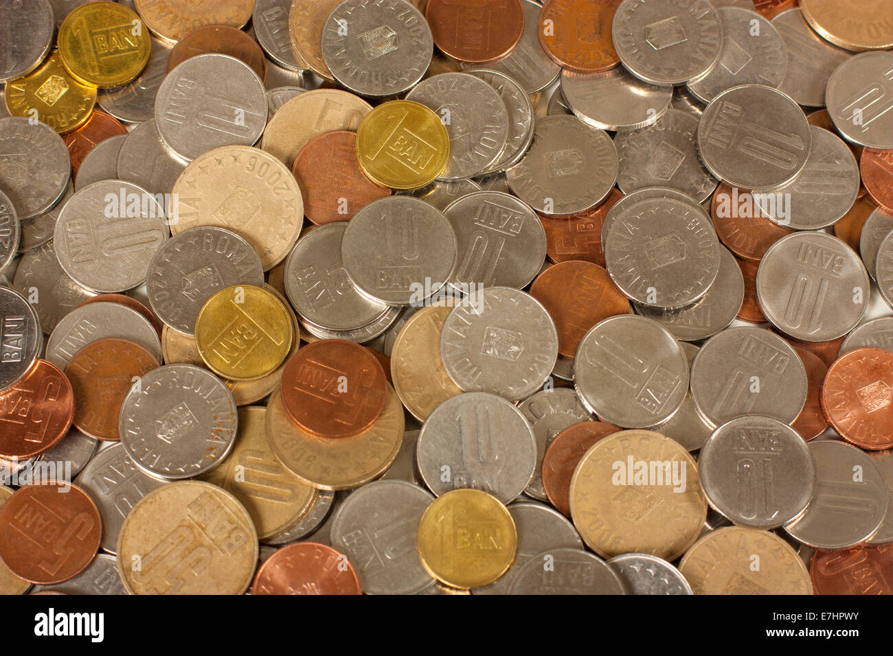 Diverses pièces de monnaie roumaine Banque D'Images