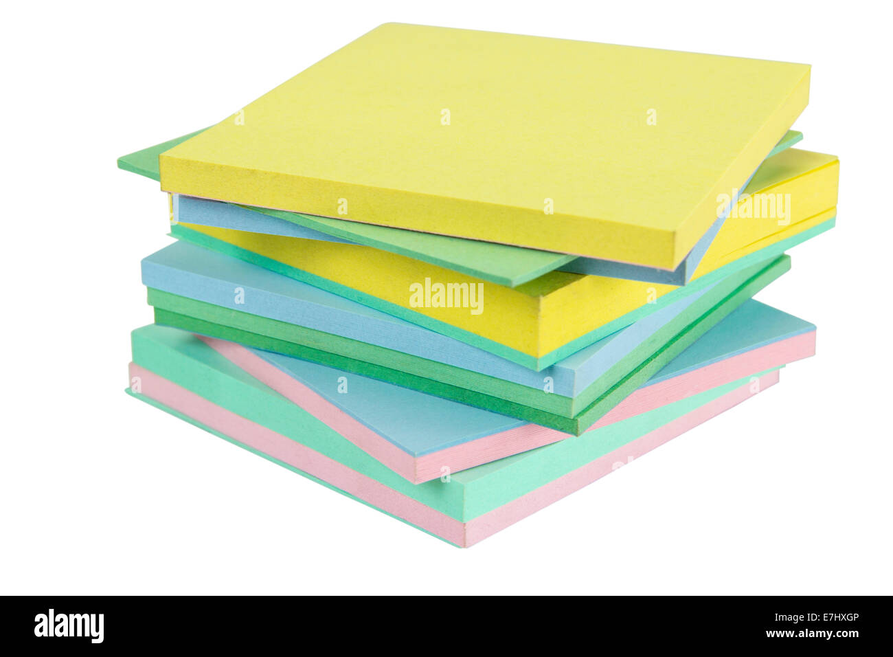Sticky Notes différents cubes with clipping path isolé sur fond blanc Banque D'Images