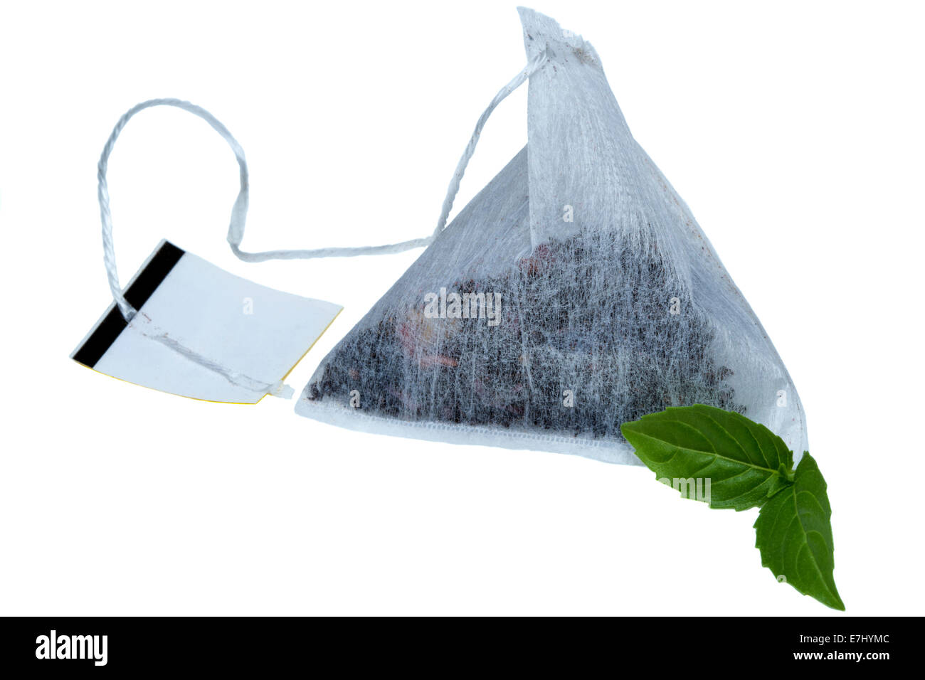 Close-up of tea bag isolated on a white background Banque D'Images