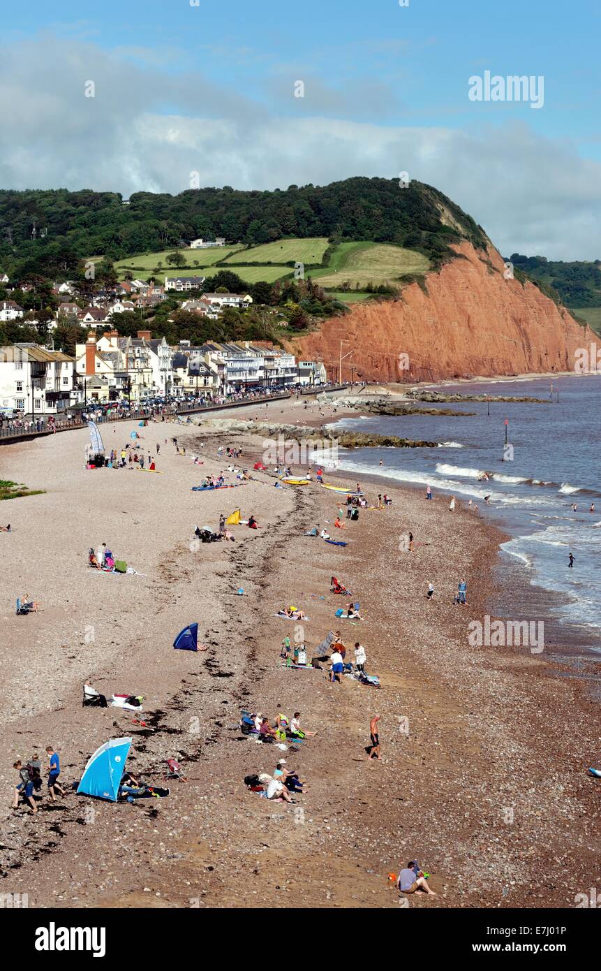 Sidmouth front de mer et plage le jour de l'été Devon Angleterre Banque D'Images