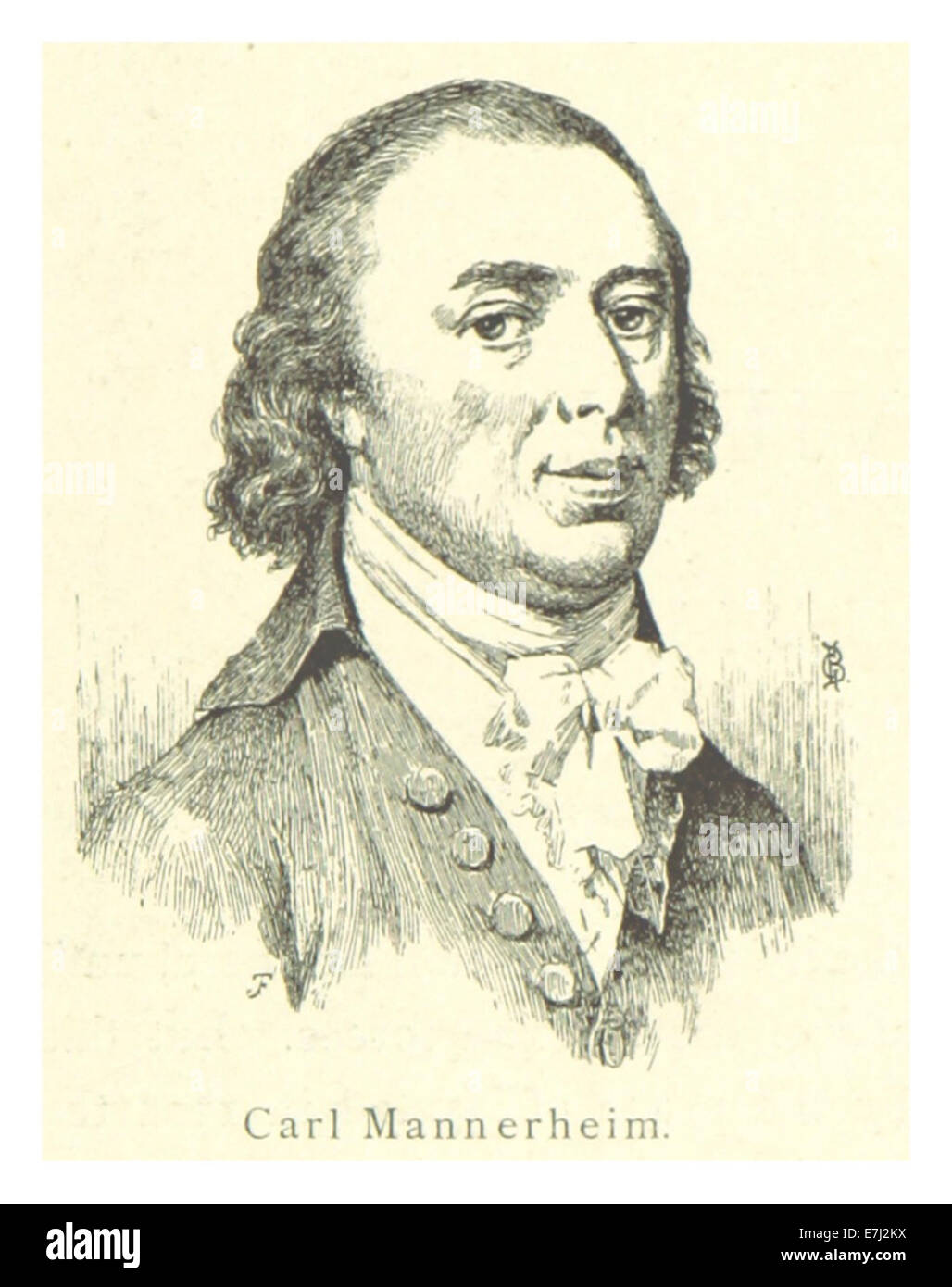 Cette image de 1894 de Mechelin représente Carl Gustav Emil Mannerheim, un éminent chef militaire et homme d'État finlandais. L'illustration reflète son rôle important dans l'histoire finlandaise, en particulier pendant sa direction pendant la seconde Guerre mondiale en tant que commandant en chef de l'armée finlandaise. Banque D'Images