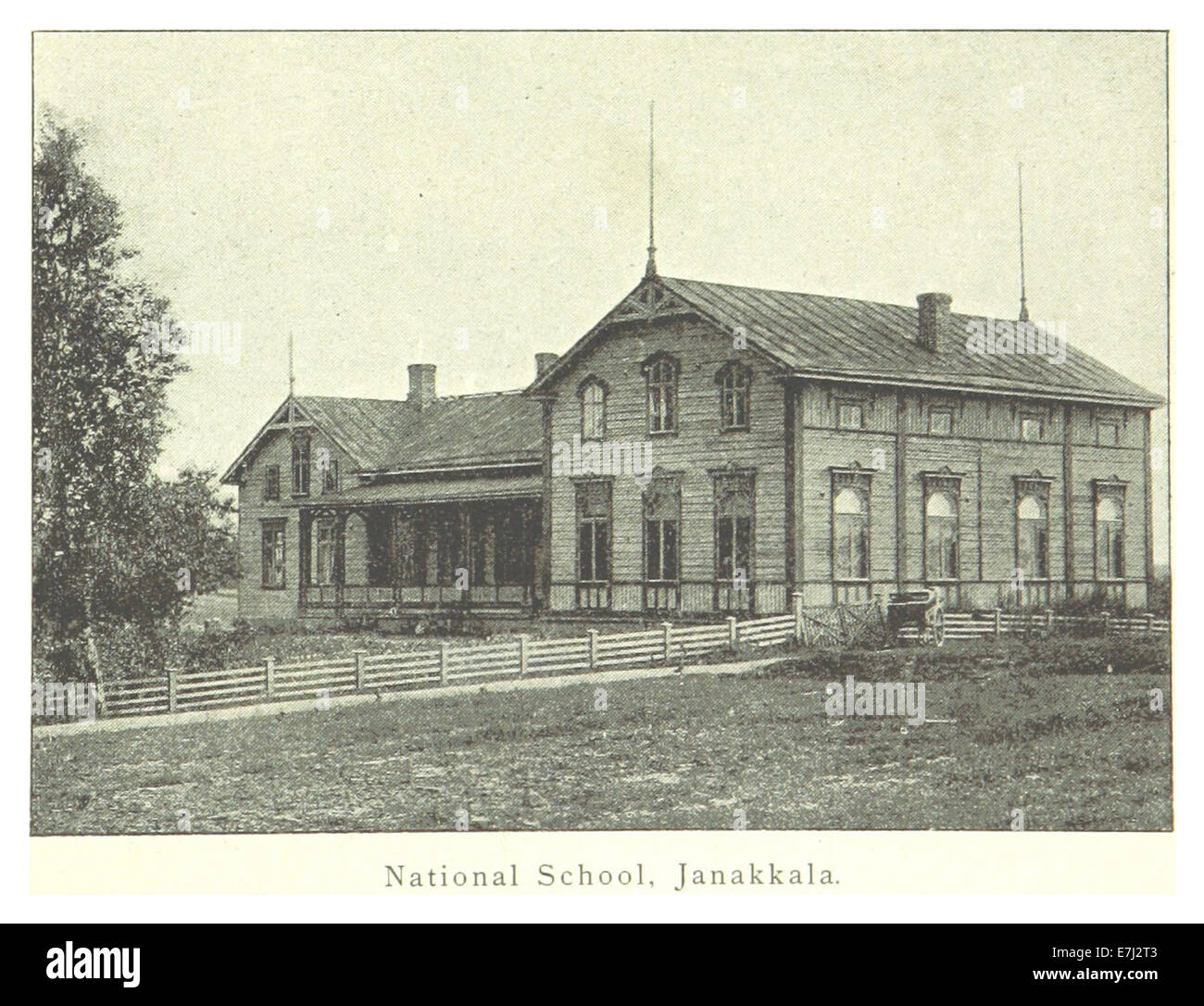 La carte de Janakkala, Finlande, établie par Mechelin en 1894, comprend une représentation de l'École nationale, soulignant son rôle dans le système éducatif à la fin du XIXe siècle dans les régions rurales de Finlande. Banque D'Images