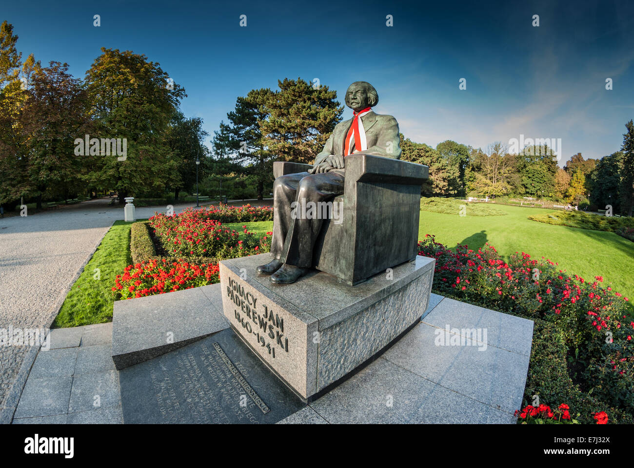 Statue Ignacy Jan Paderewski (musicien polonais et homme d'état) dans le parc Château Ujazdowski, Varsovie, Pologne Banque D'Images