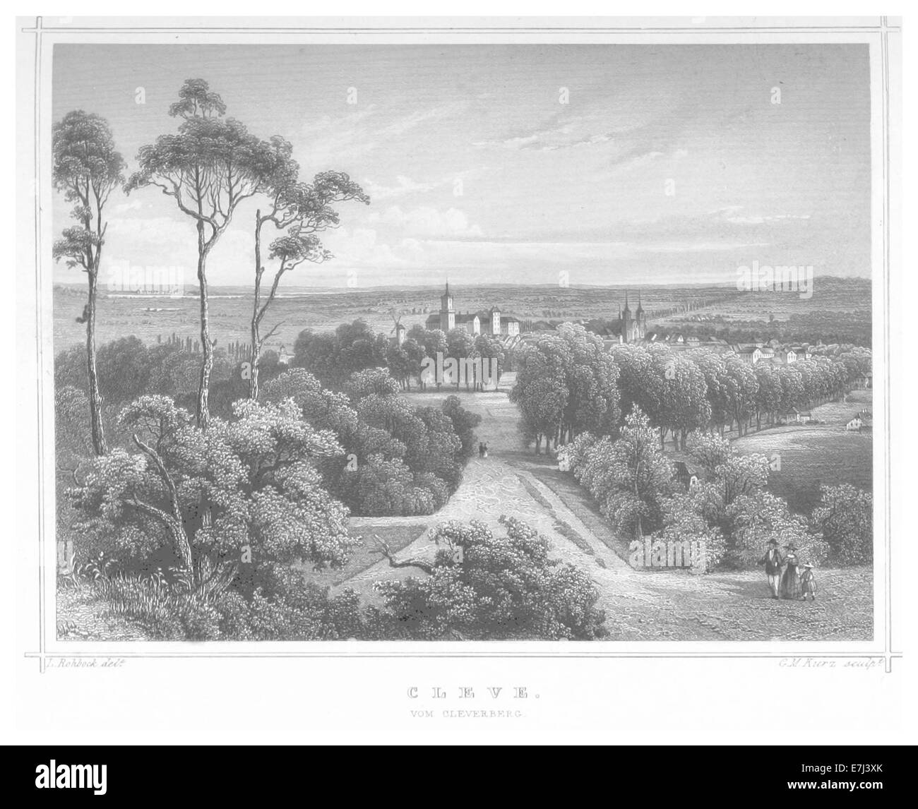 Cette œuvre de Poppel de 1852 présente une illustration et une carte de Clève, une ville située à la frontière entre l'Allemagne et les pays-Bas. Le livre fournit un aperçu détaillé de la géographie, de l’architecture de la ville et de son rôle dans l’histoire régionale. Banque D'Images