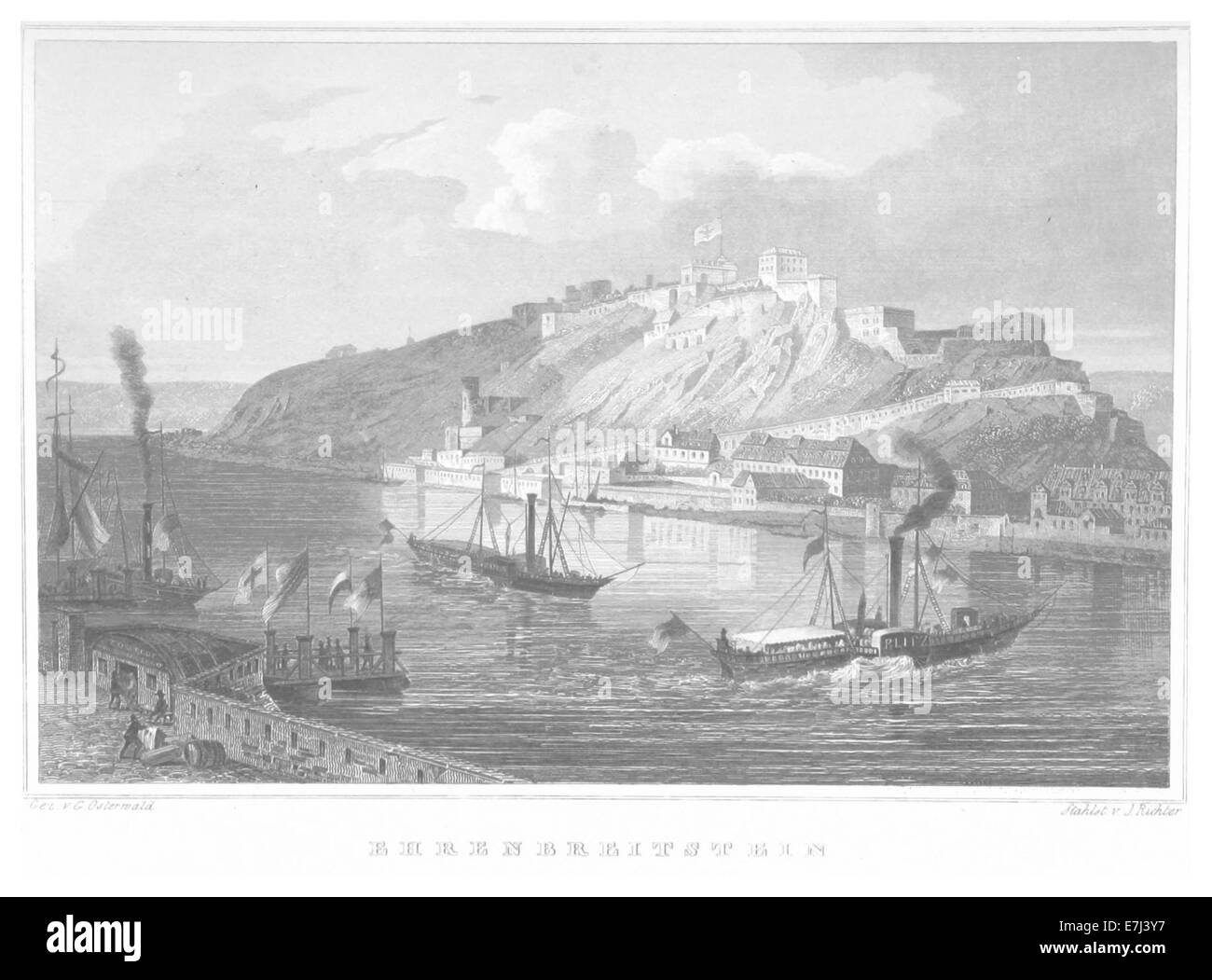 Cette publication de 1852 de Poppel se concentre sur Ehrenbreitstein, une forteresse située en Allemagne. L'œuvre comprend des cartes, des illustrations et des photographies qui donnent un aperçu de l'importance stratégique et historique de la forteresse. Banque D'Images