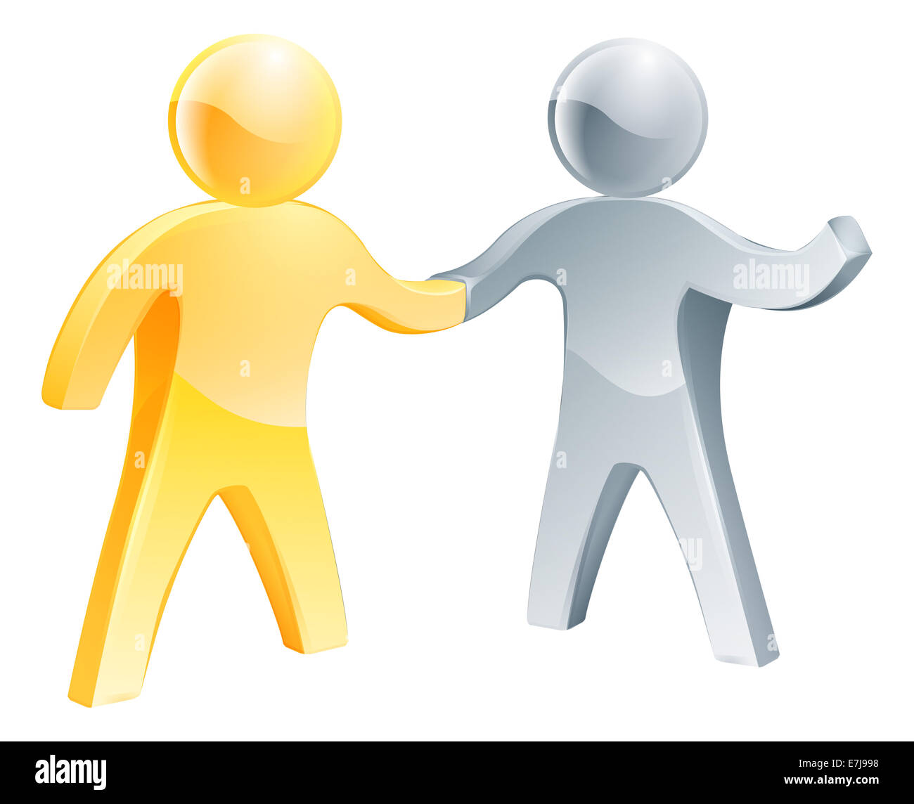Concept de collaboration de deux figures humaines shaking hands Banque D'Images