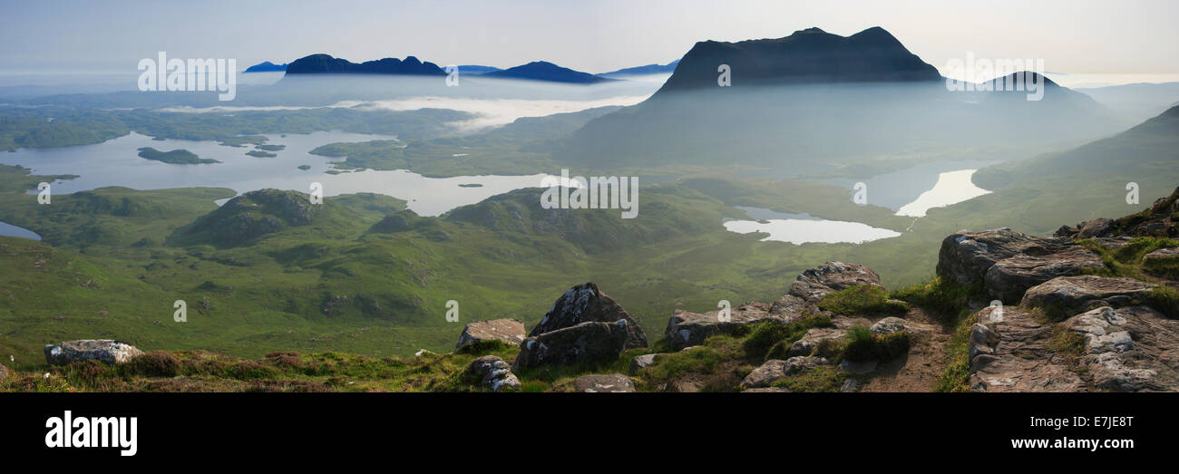 Voir, Stac Pollaidh, montagne, montagnes, Cul Mor, montagnes, l'eau, sommet, pic, Grande-Bretagne, Highland, montagnes, ciel, h Banque D'Images