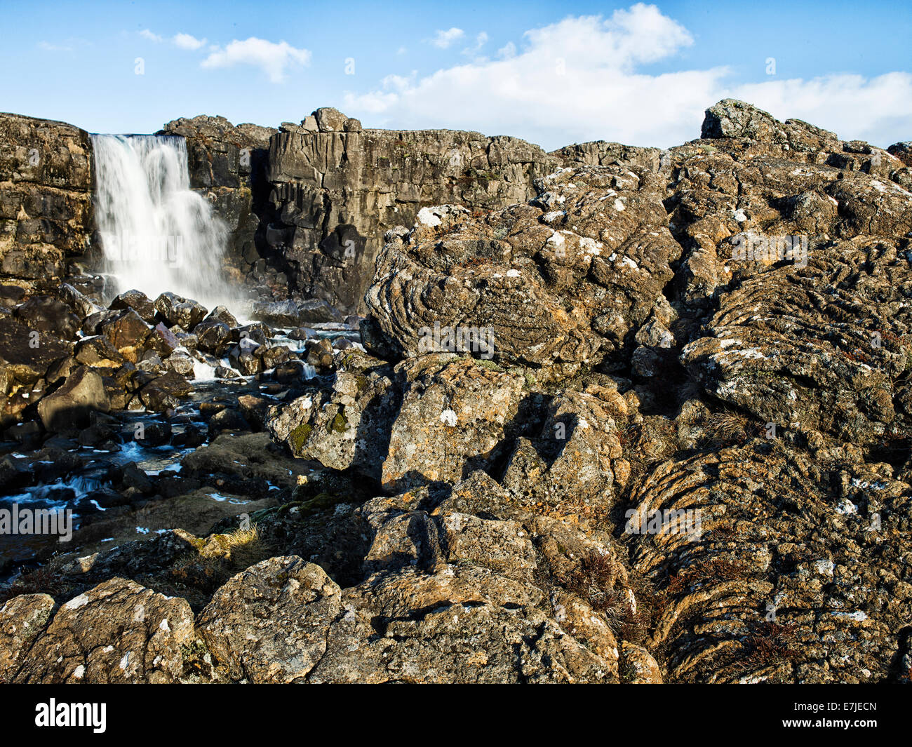 Almaennerschlucht, Golden Triangle, île, l'Islande, l'Europe, l'Europe du Nord, Oexararfoss Thingvellir,, de l'eau, cascade, hiver Banque D'Images Almaennerschlucht, Golden Triangle, île, l'Islande, l'Europe, l'Europe du Nord, Oexararfoss Thingvellir,, de l'eau, cascade, hiver Banque D'Images