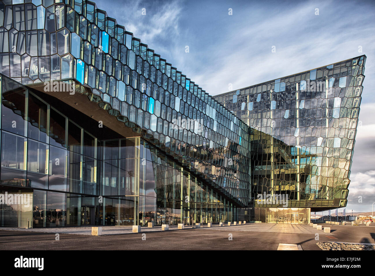 L'architecture, l'attraction, façade, façade en verre, port, port, harpe, Harpa, capitale, l'Islande, l'Europe, centre de conférence, concert Banque D'Images