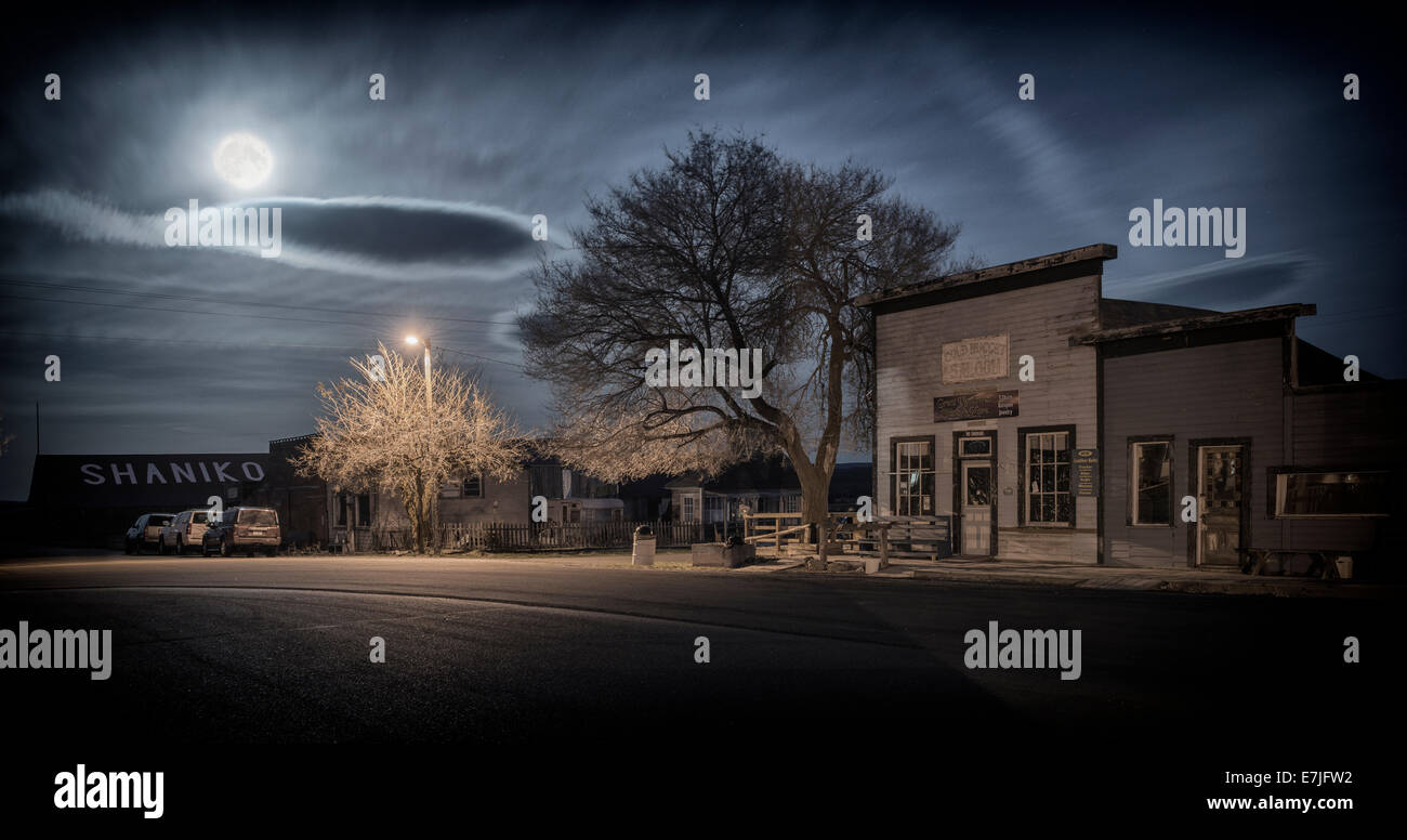 USA, United States, Amérique latine, Amérique du Nord, l'Oregon, ville fantôme, l'histoire, Shaniko, panorama, ville fantôme, l'histoire, rue Main, lune, ni Banque D'Images