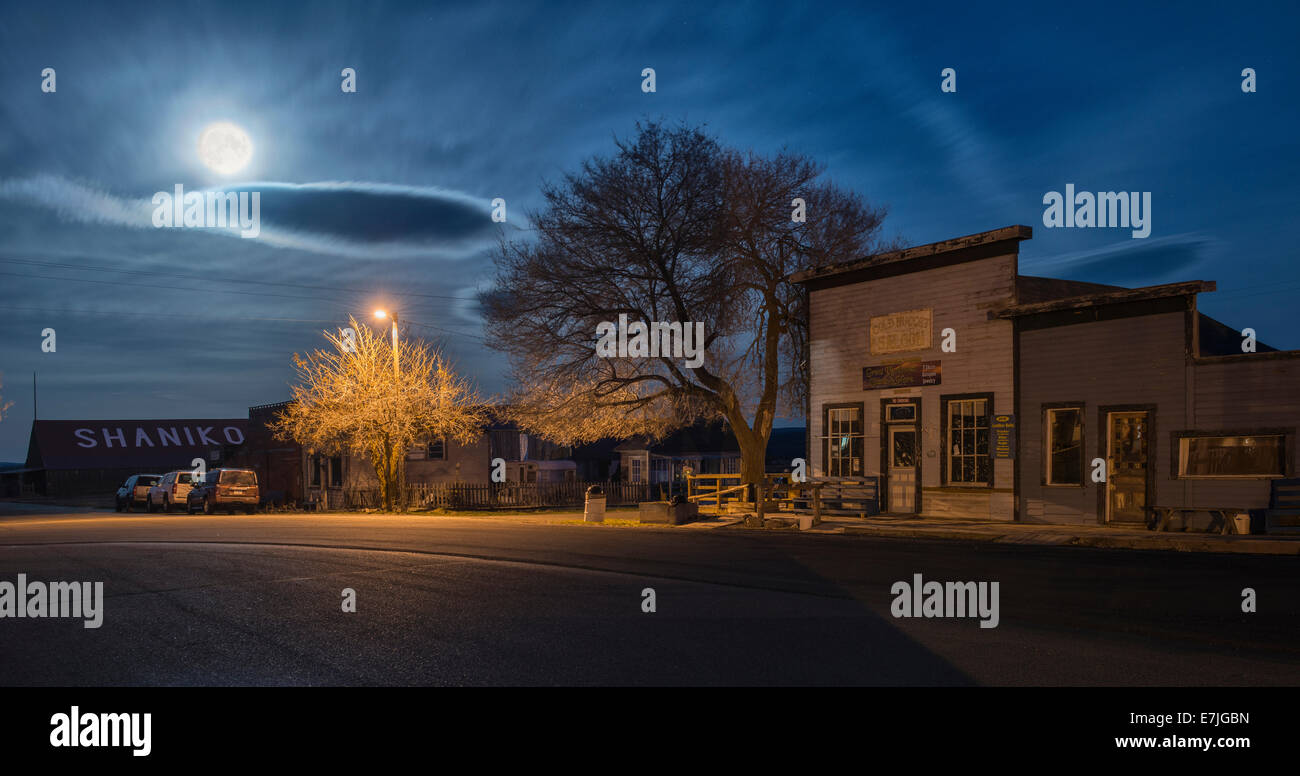 USA, United States, Amérique latine, Amérique du Nord, l'Oregon, ville fantôme, l'histoire, Shaniko, panorama, ville fantôme, l'histoire, rue Main, lune, ni Banque D'Images