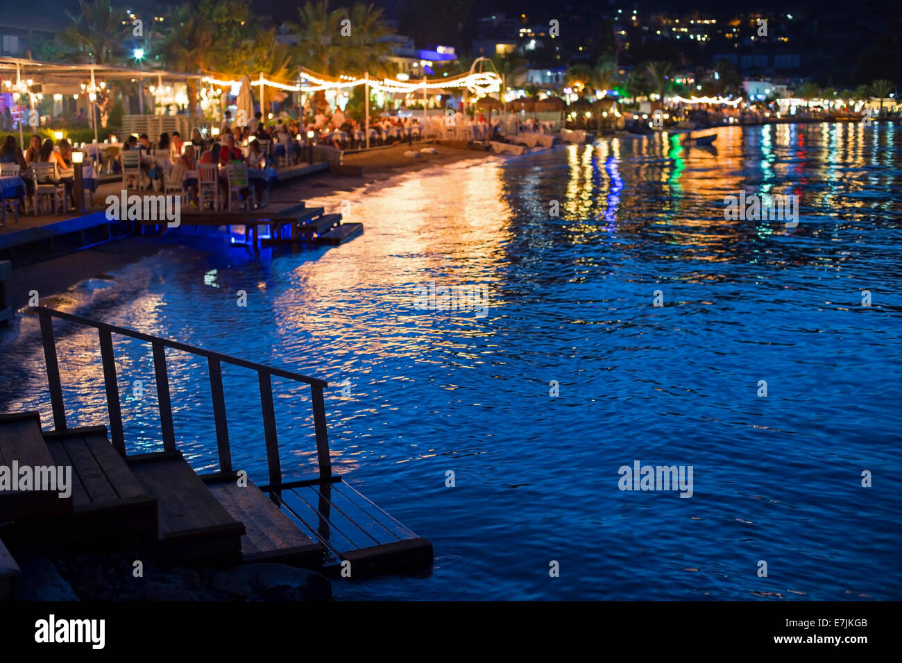 Vue de nuit sur la baie de Bodrum Golturkbuku, Turquie, 2014 Banque D'Images