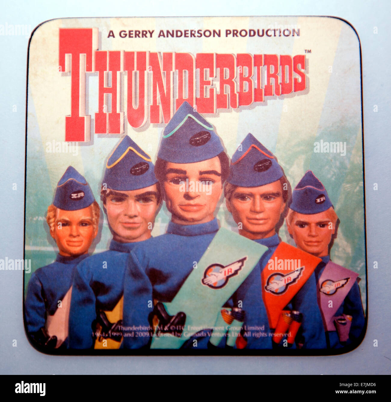 Spectacle de marionnettes de télévision Thunderbirds coasters souvenirs, Londres Banque D'Images