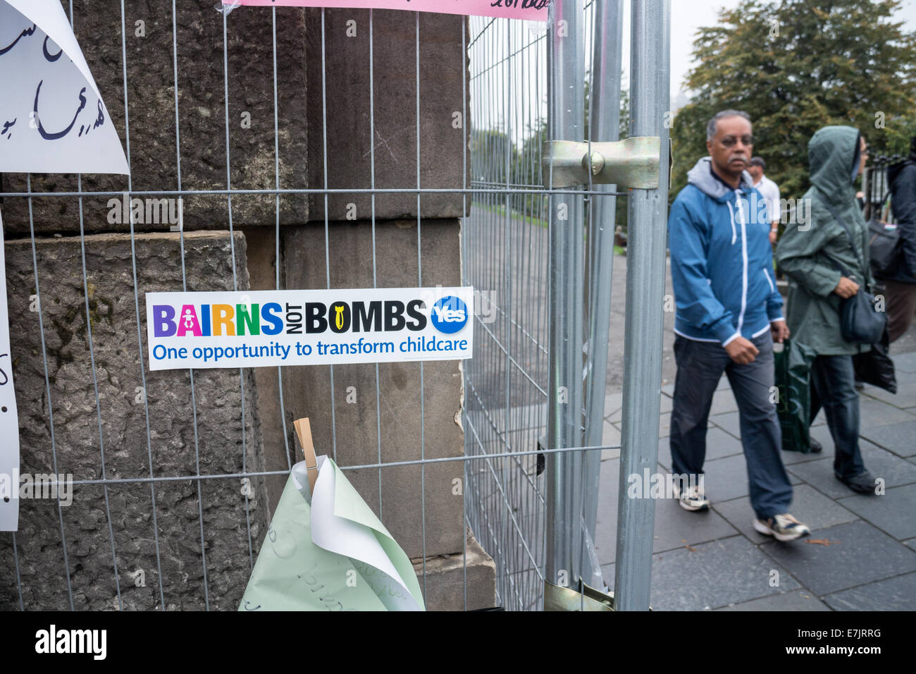Référendum écossais. Barins, pas des bombes de l'affiche. Le monticule, Édimbourg Banque D'Images