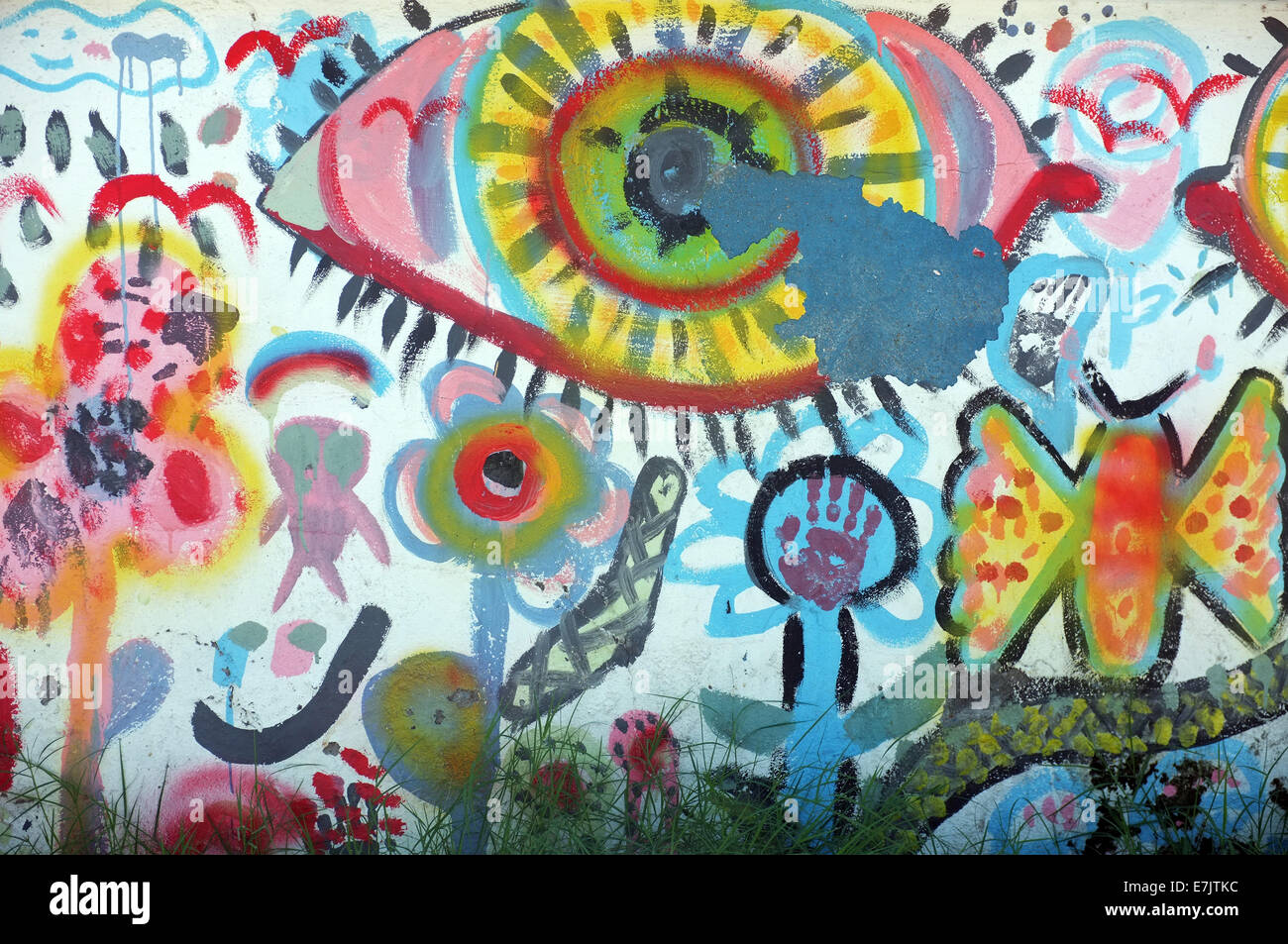 Graffiti sur le mur de l'enfant Banque D'Images